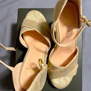 New in box j crew espadrilles - never worn, super comfortable, gold straps